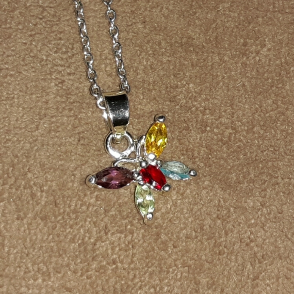925 Blue Green Purple Red Yellow Gemstone necklace